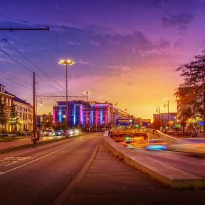 Arnhem Center at night, Netherlands