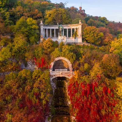 Autumn sunrise in Budapest next to Gellert hill, Hungary