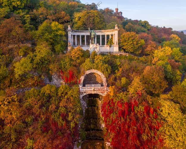 Autumn sunrise in Budapest next to Gellert hill