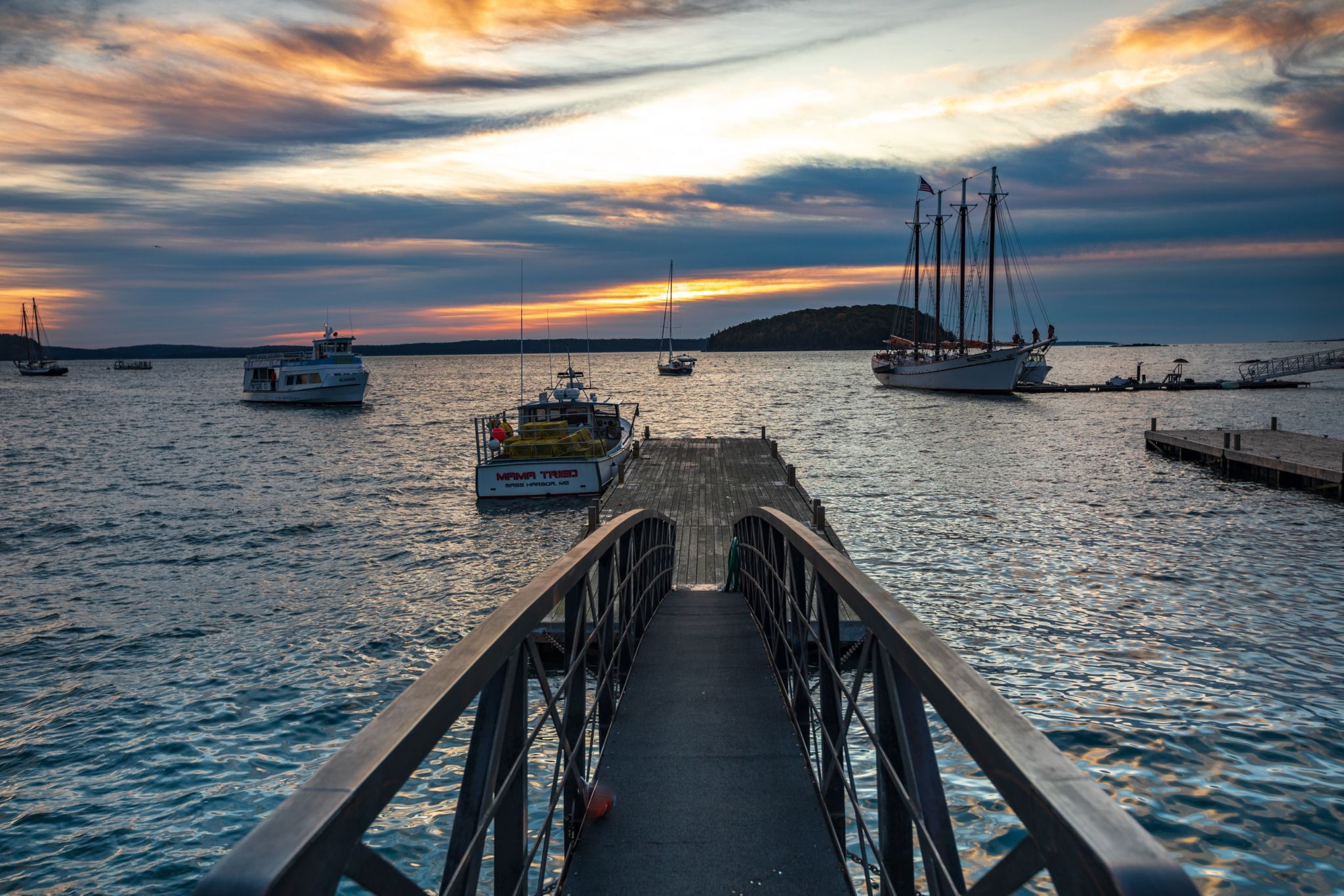 Bar Habor Wharf Maine Sunrise, USA