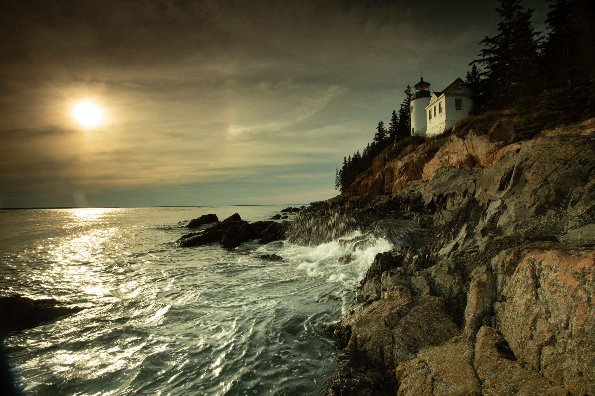 Cliff view of Bass Harbor Head Lighthouse, USA