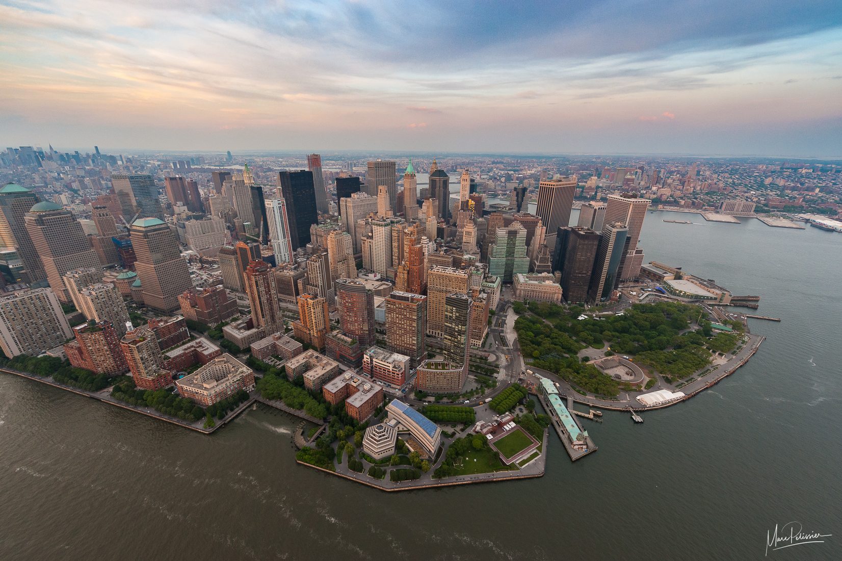 Battery Park Aerial, New York City, USA