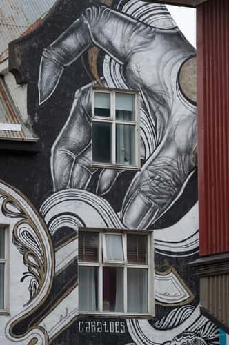 Big hand painting on main street