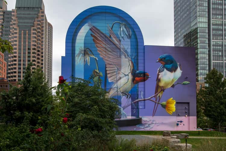 Bird Mural in Boston Greenway