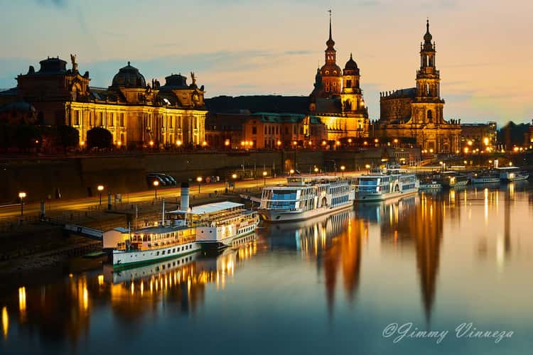 View over Dresden from Carolabrücke