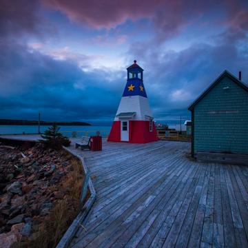 Chéticamp Harbour Lighthouse sunset Nova Scotia, Canada