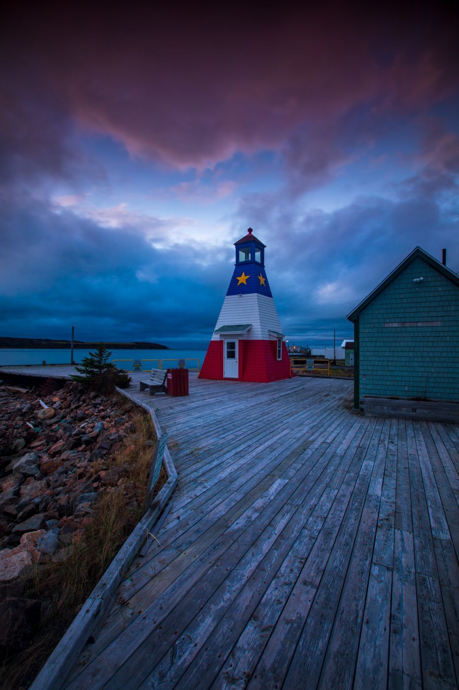 Chéticamp Harbour Lighthouse sunset Nova Scotia, Canada
