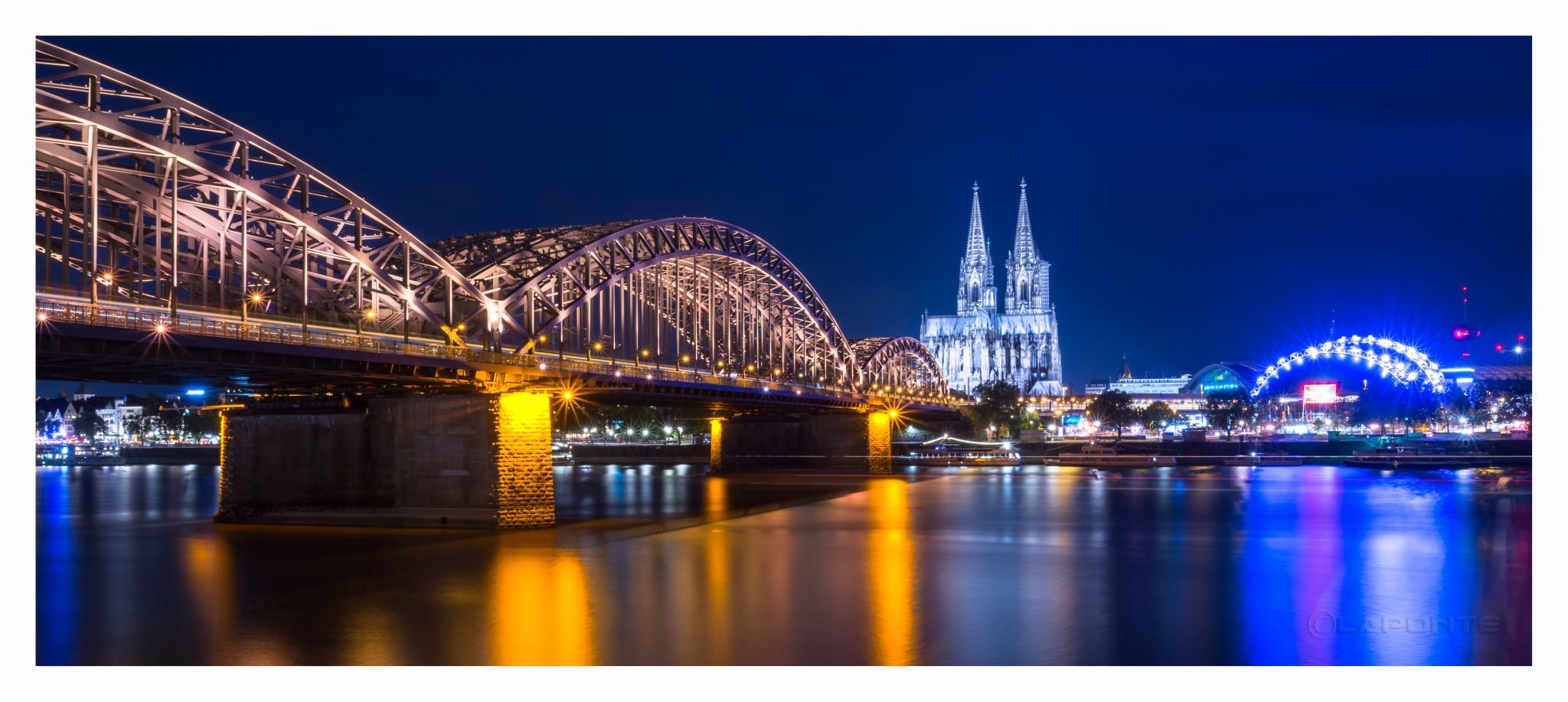Cologne Cathedral from north of Hohenzollern Bridge, Germany