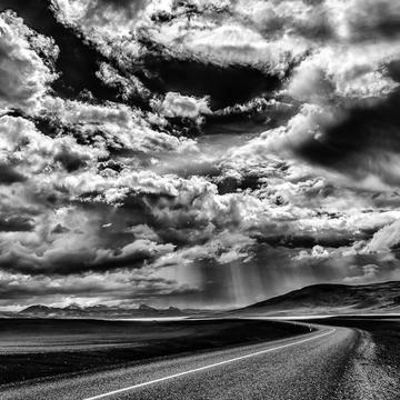 Dark road to Landmannalaugar, Iceland