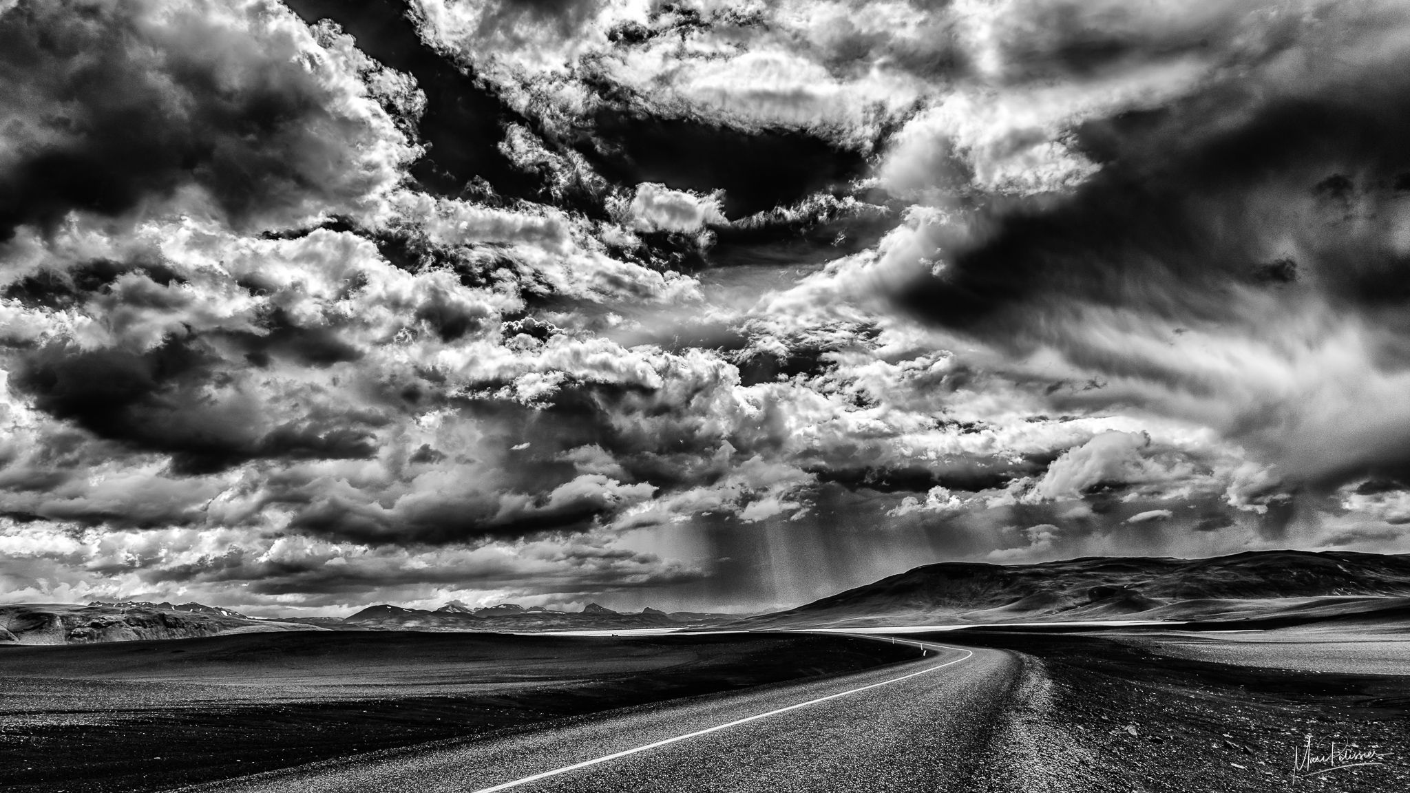 Dark road to Landmannalaugar, Iceland
