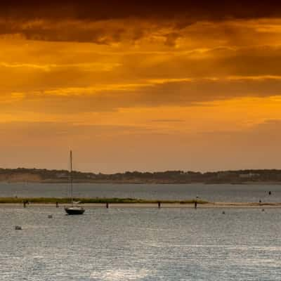 Edgartown, Martha's Vineyard lighthouse sunset, USA