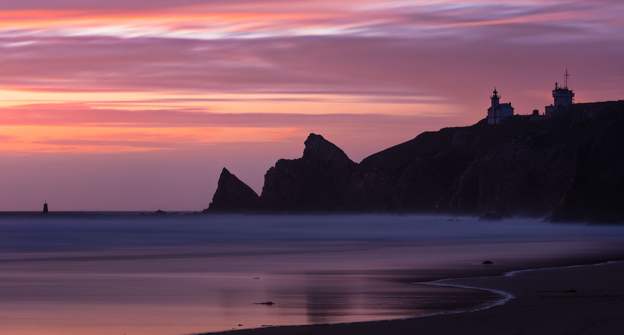 Evening and twilight colors at Pointe du Toulinguet, France