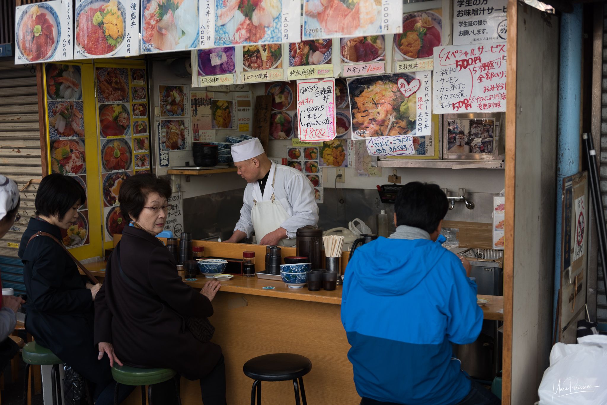 Fish shops and bar, Japan