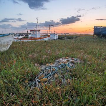 Fishing boats by the river Alde, United Kingdom