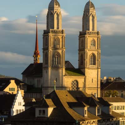 Grossmünster from Lindenhof, Switzerland