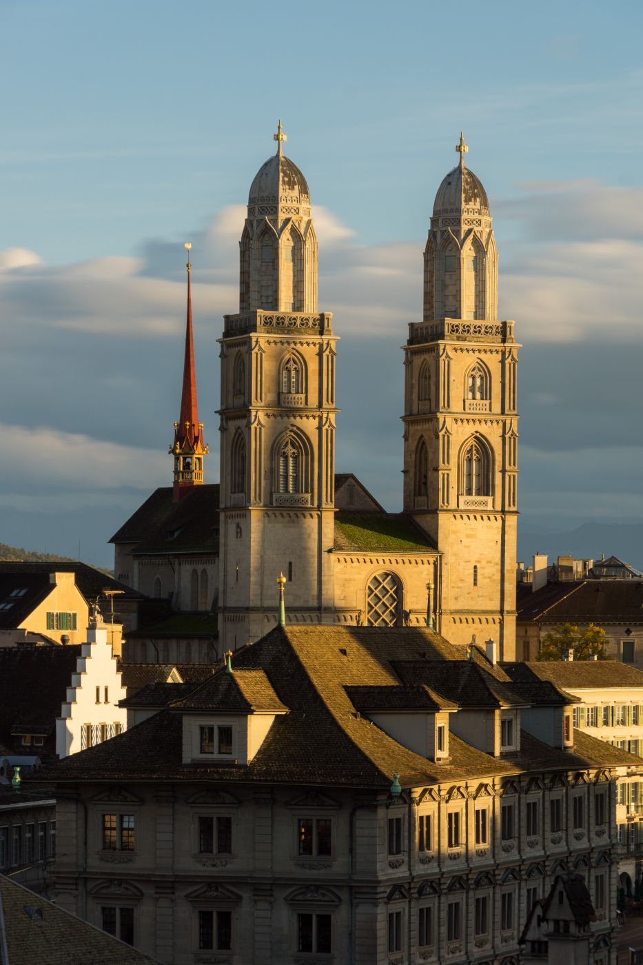 Grossmünster from Lindenhof, Switzerland