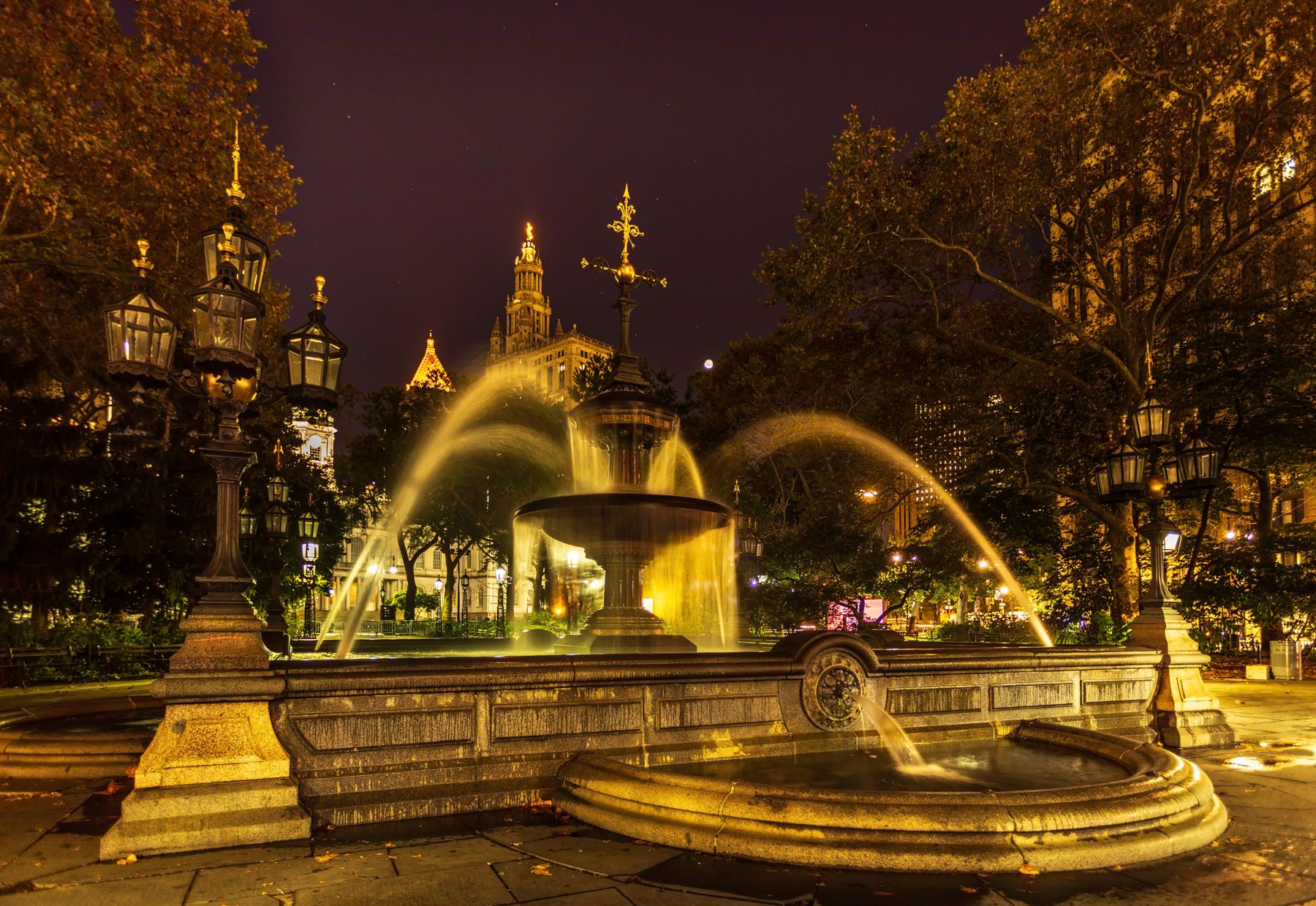 Jacob Wrey Mould Fountain in City Hall Park, New York City, USA