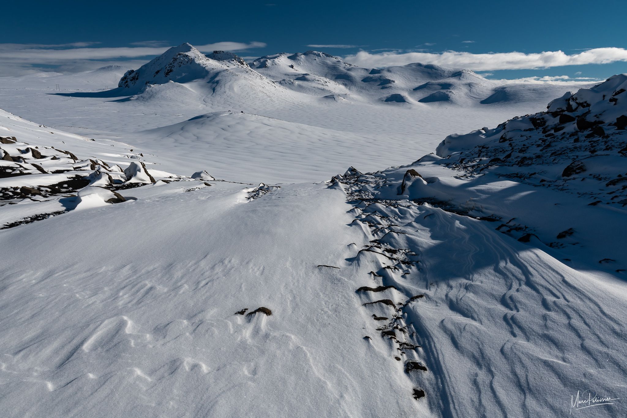 Landmannalaugar peaks white covered, Iceland