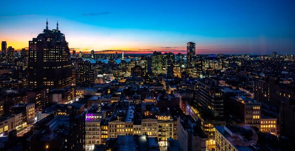 Lower Manhattan City at sunset