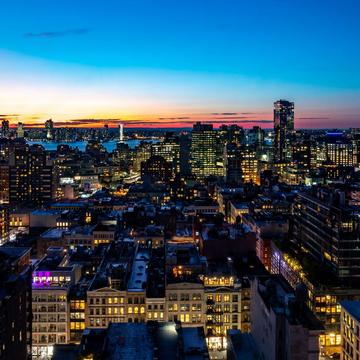 Lower Manhattan City at sunset, USA