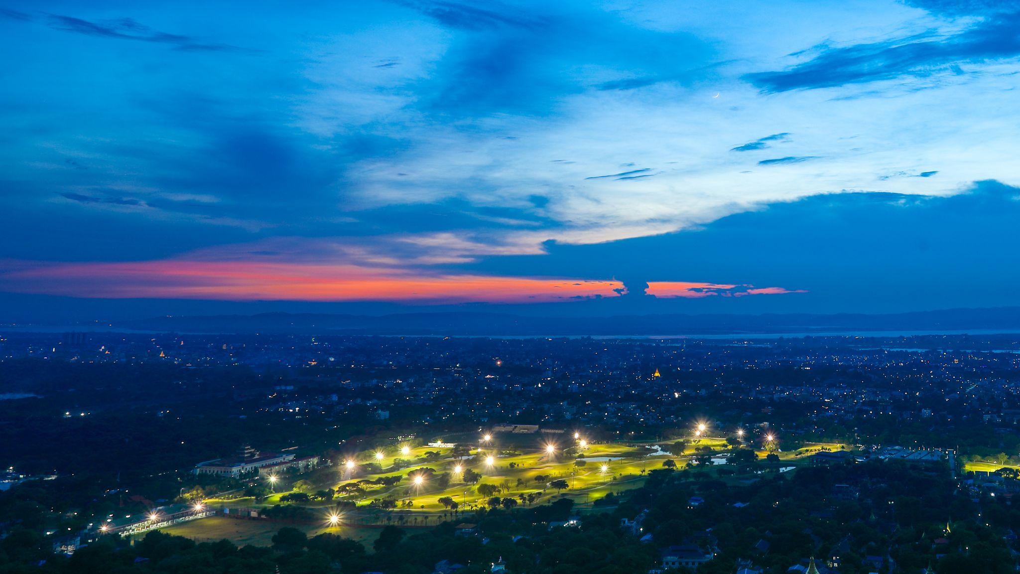 Mandalay Golf Course from Mandalay Hill, Myanmar