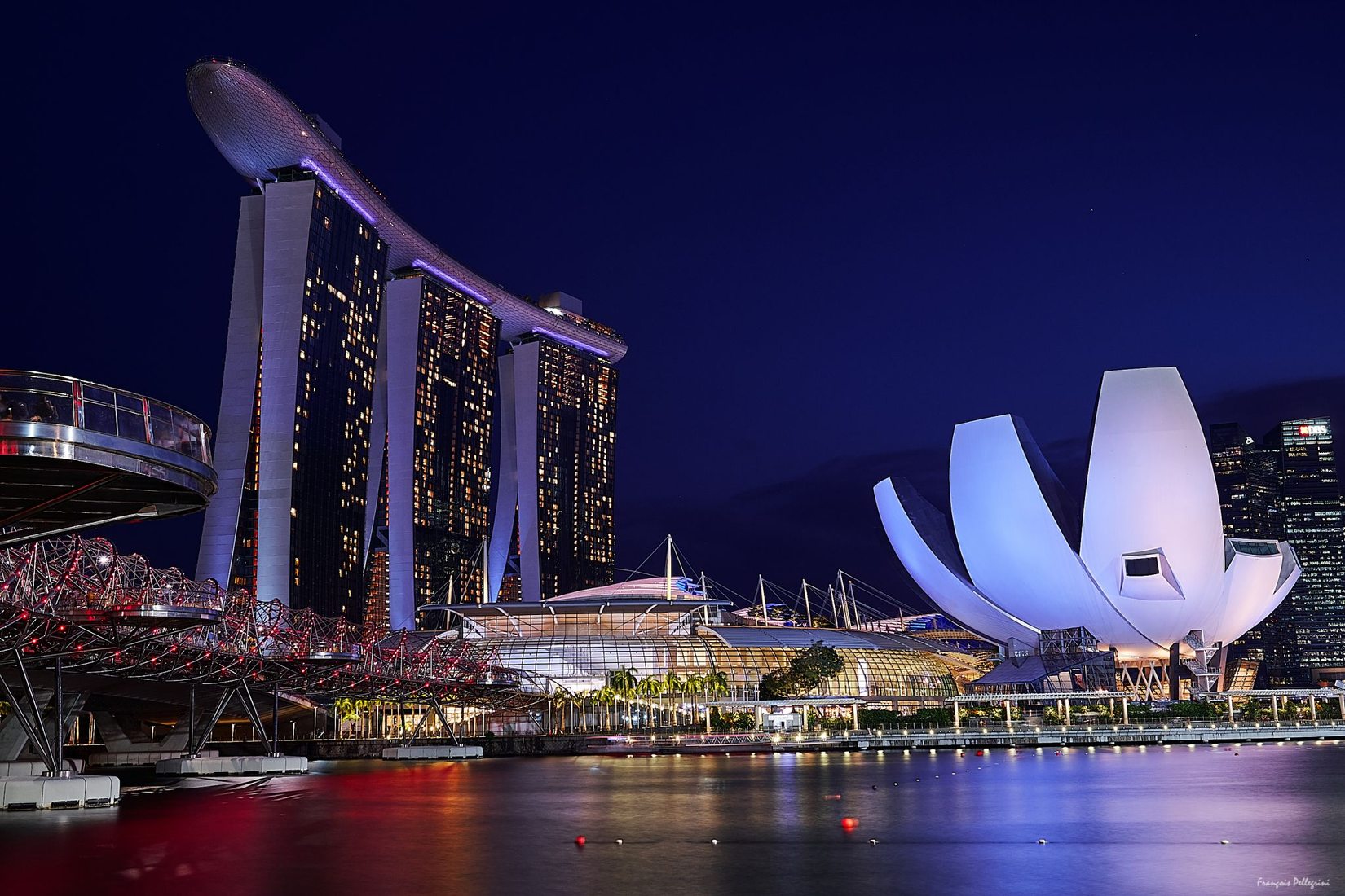 Marina Bay Sands with Helix Bridge, Singapore