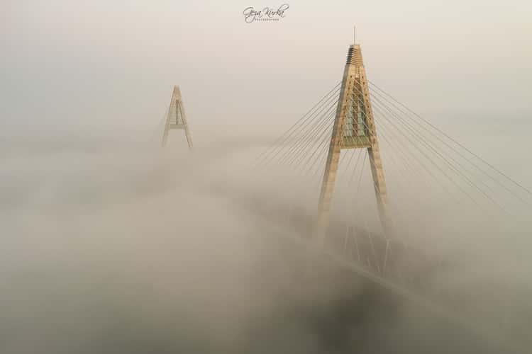 Megyeri Bridge in border of Budapest