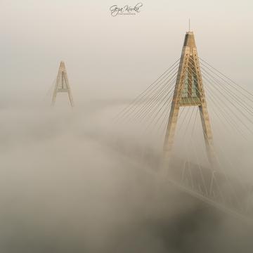 Megyeri bridge in border of Budapest, Hungary