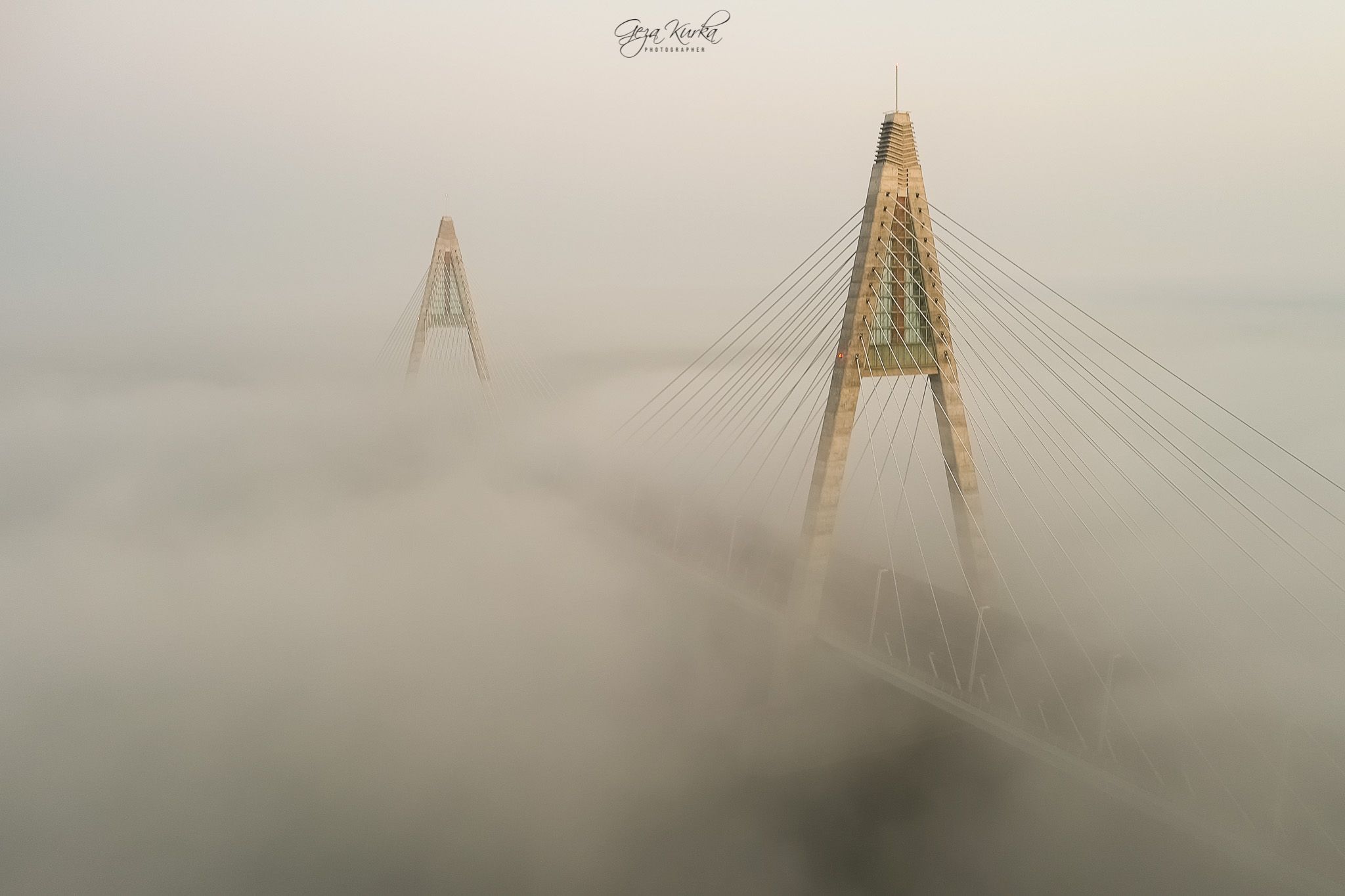 Megyeri Bridge in border of Budapest, Hungary