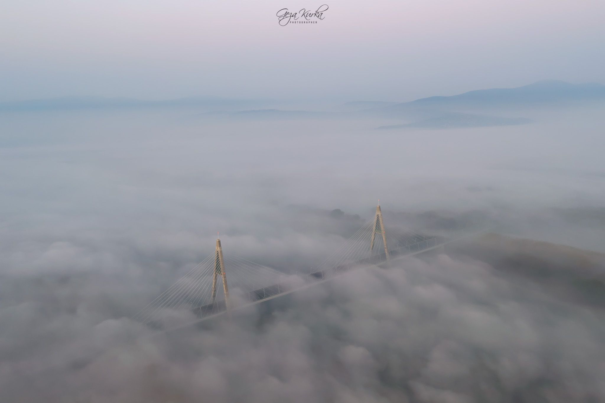 Megyeri Bridge in border of Budapest, Hungary
