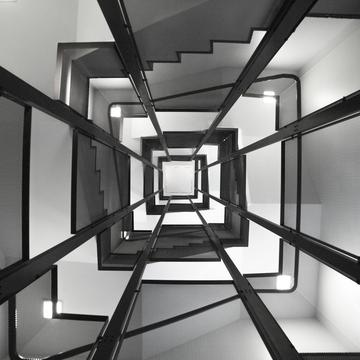 Modern staircase in the Bechtler museum of Modern Art, USA