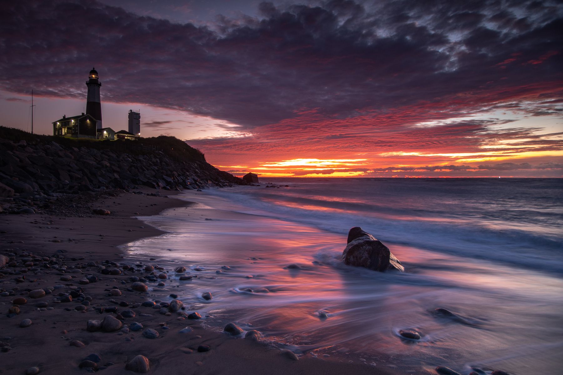 Montauk Lighthouse sunrise Long Island New York, USA