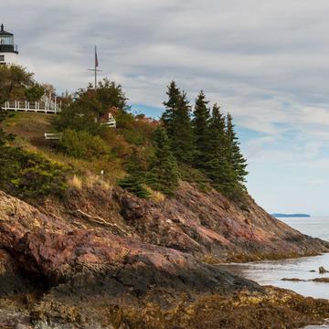 Owls Head Lighthouse from the Beach, Maine, USA