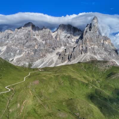 Passo rolle peaks in the cloud, Italy