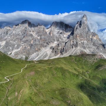 Passo rolle peaks in the cloud, Italy