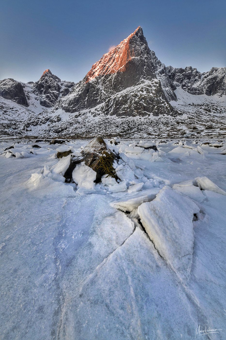 Peaks Ice Near Flakstad Norway