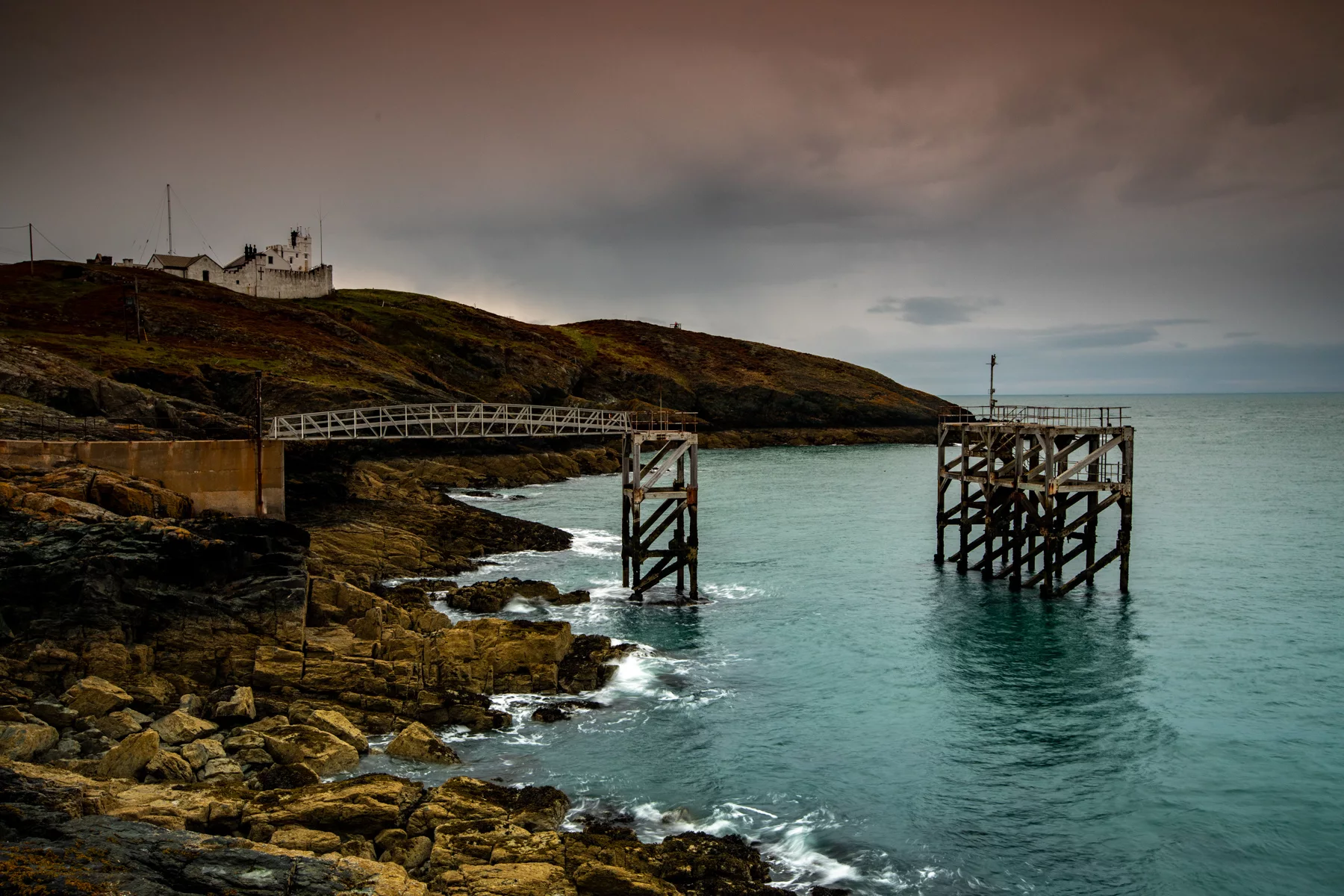 Point Lynas Lighthouse with wharf Wales, United Kingdom