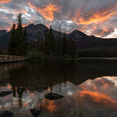 Pyramid Island view with Bridge, Canada