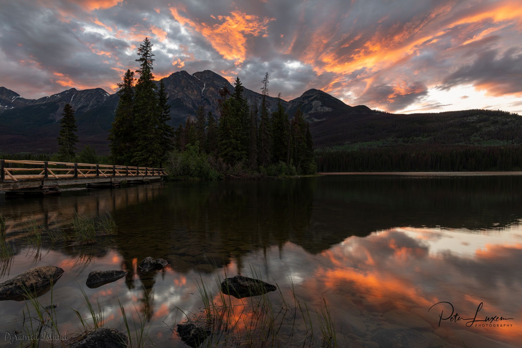 Pyramid Island view with Bridge, Canada
