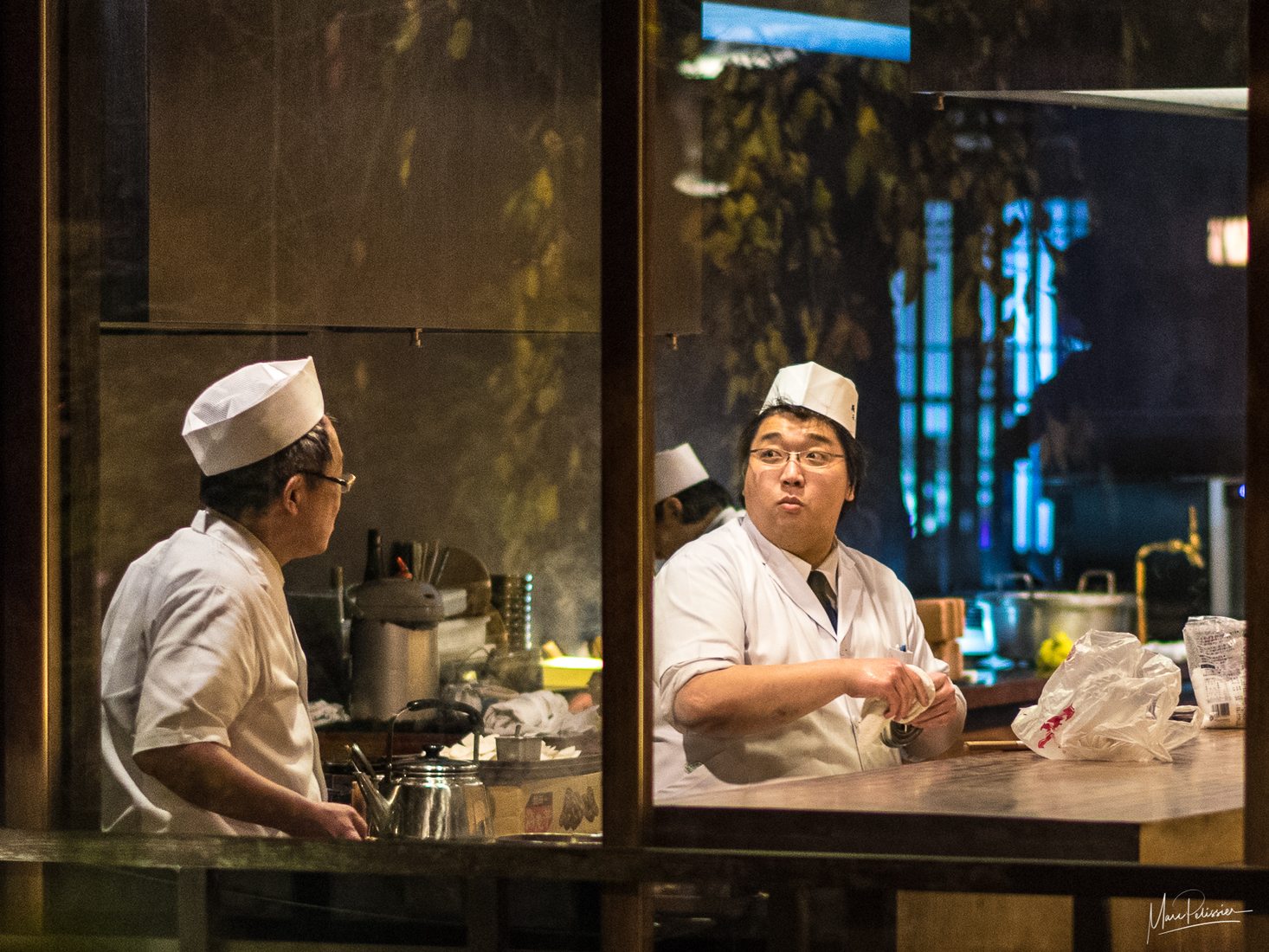 Restaurant kitchen backview, Japan