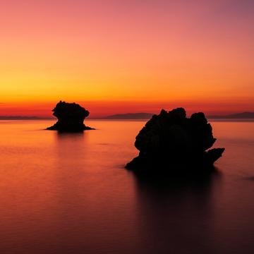 Rock formations at Limenia Beach, Kefalonia, Greece
