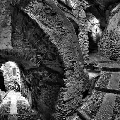 Rock tunnel in the heart of the DolceAcqua village, Italy