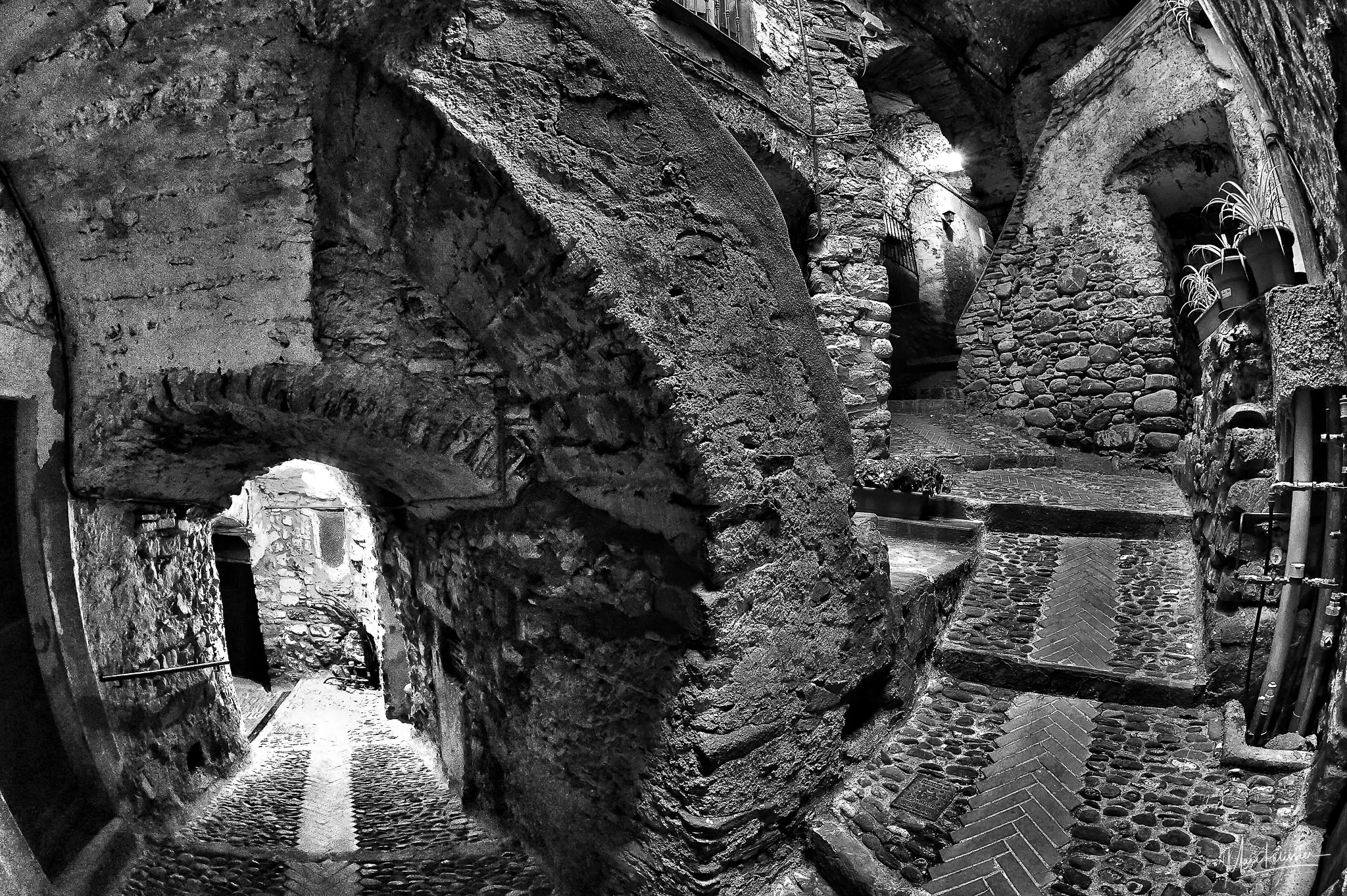 Rock tunnel in the heart of the DolceAcqua village, Italy