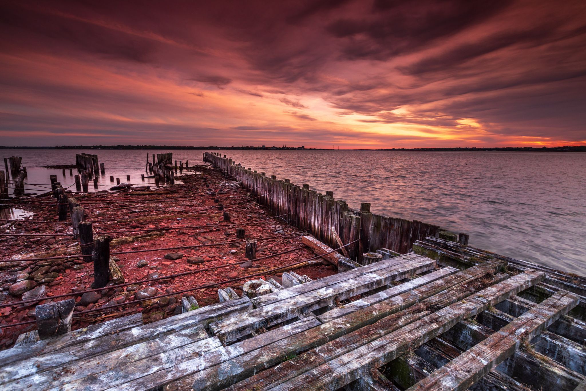 Rocky Point broken Wharf sunrise Prince Edward Island, Canada