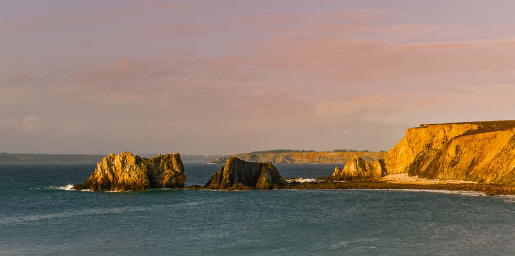 Seastacks catching the last golden light