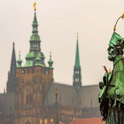 Statue of St. John of Nepomuk, Charles Bridge, Prague, Czech Republic