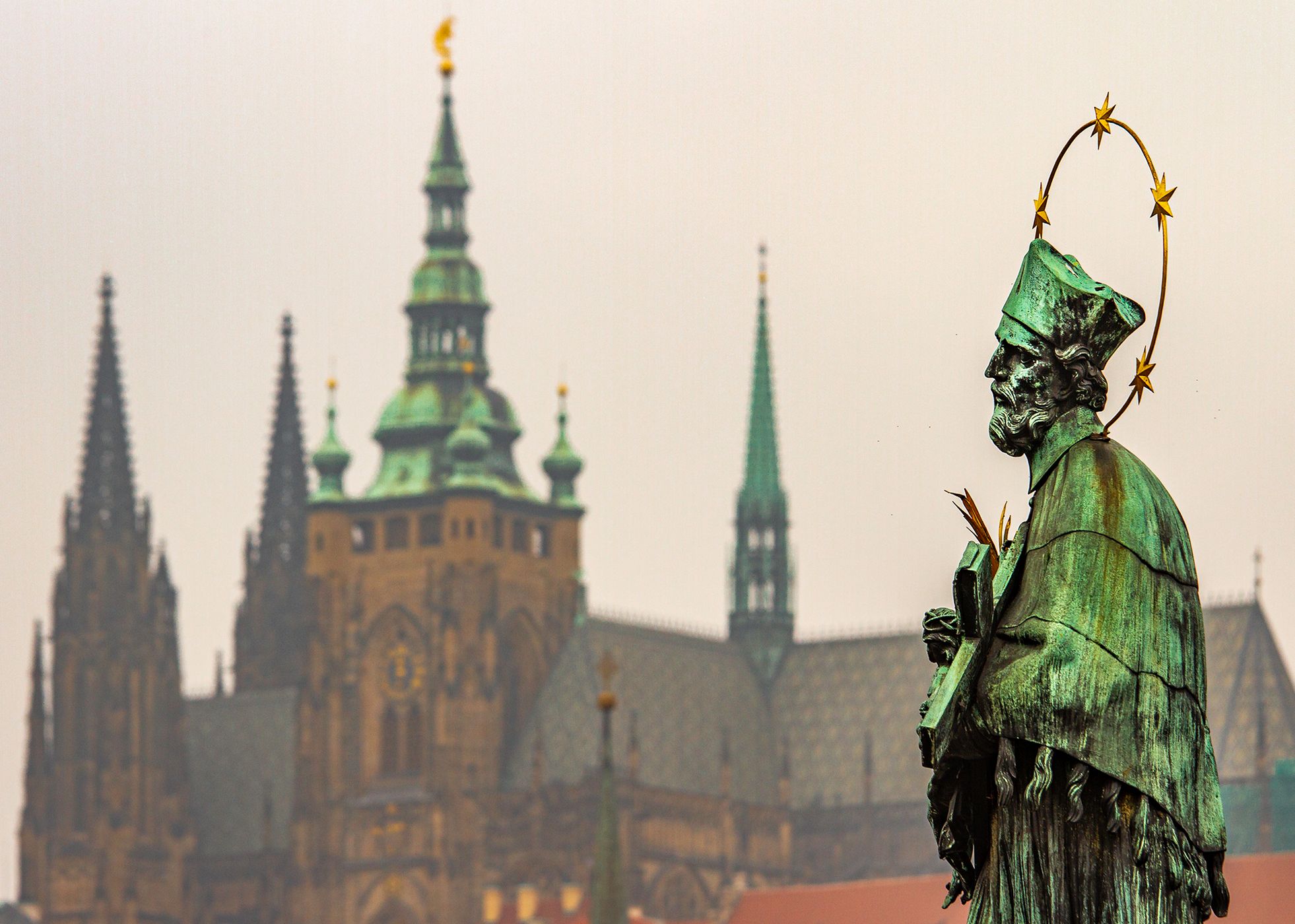 Statue of St. John of Nepomuk, Charles Bridge, Prague, Czech Republic
