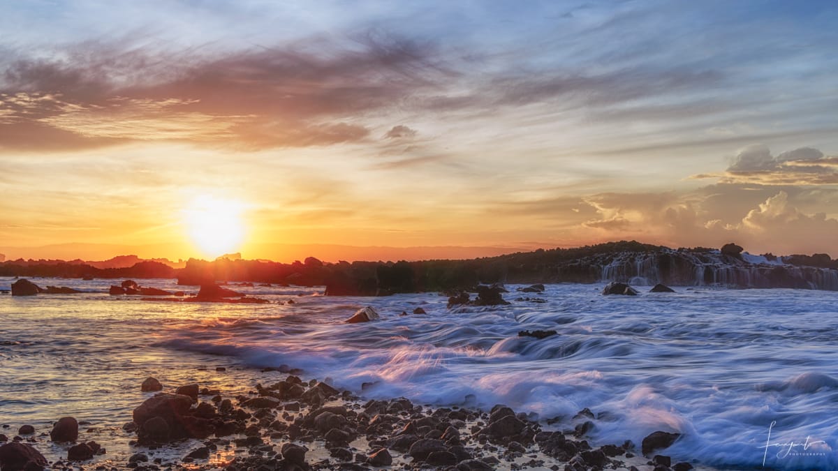 Sunrise at 'Karang Beurem' Sawarna Beach, Indonesia