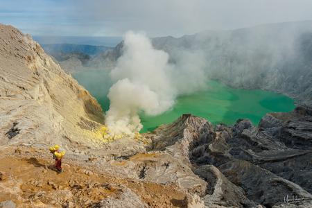 The Kawah Ijen acid lake volcano