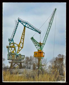 The old colored crane